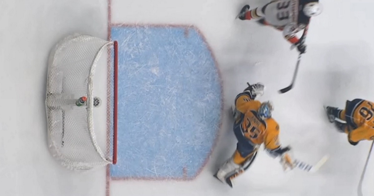 Frustrated Rinne channels his inner Ron Hextall, tries to give a huge slash.