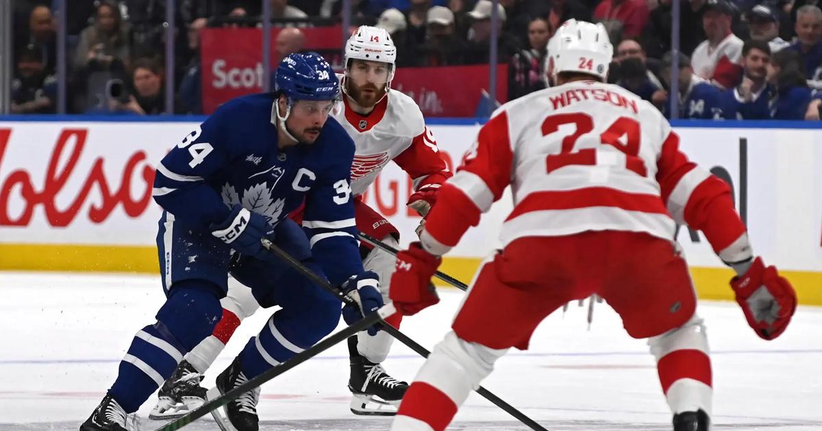 Auston Matthews-Tyler Motte-Austin Watson-Maple Leafs-vs-Red-Wings-Jon Blacker-Canadian Press