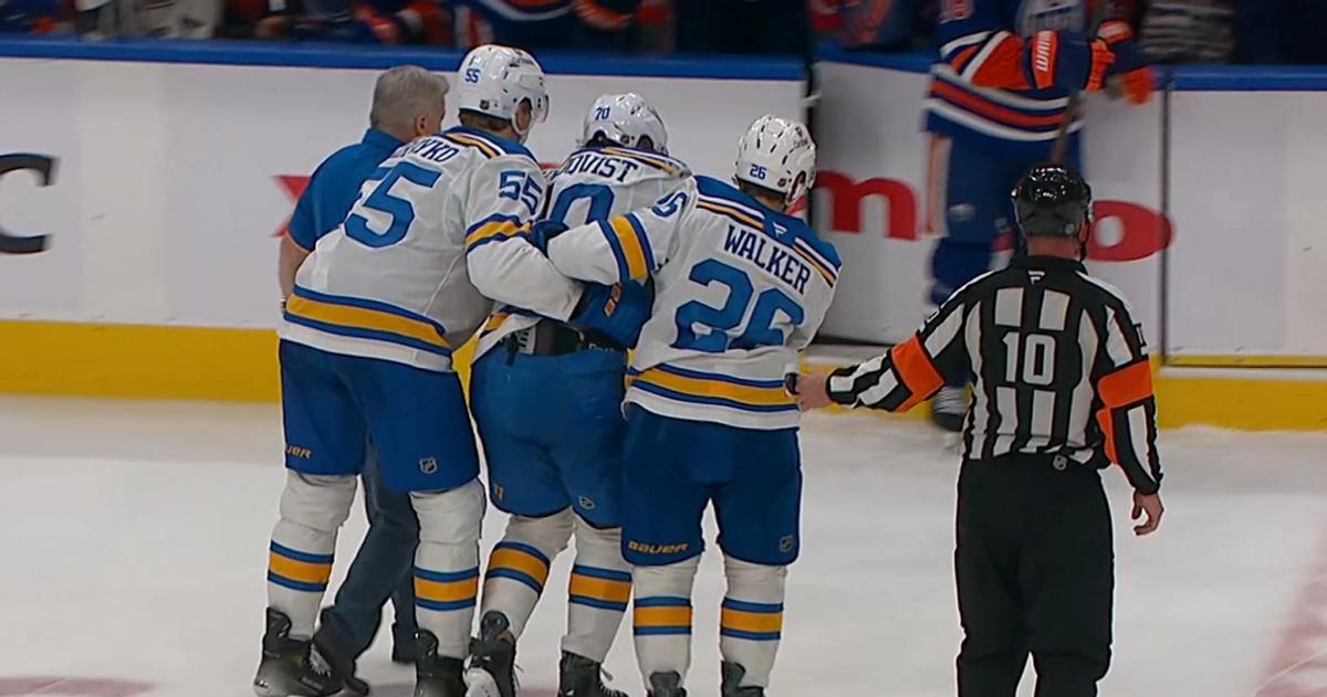 Connor McDavid's skate blade leaves Oscar Sundqvist seriously injured